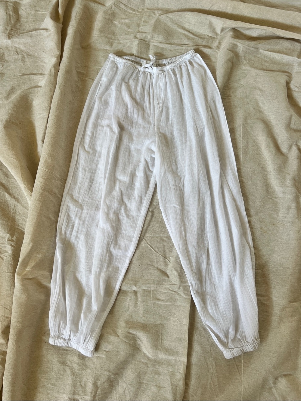 Lightweight White Drawstring Lounge Pants - Picture 1 of 3